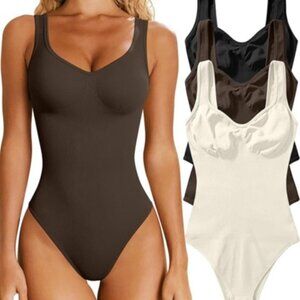 OQQ [3 Pieces]Sleeveless Shapewear Tank Tops Bodysuits